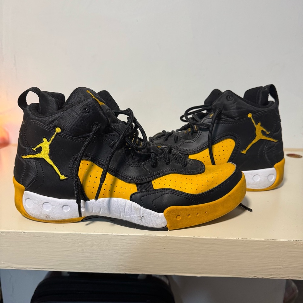 Jordan Black and Yellow High-Top Basketball Sneakers